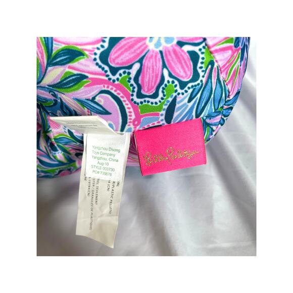 Lilly Pulitzer Minnie Elephant Plush Stuffed Animal, Pink Gecko Green Print - Picture 4 of 5